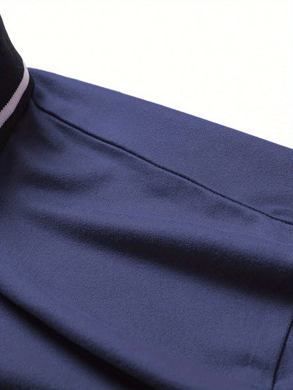 Տղամարդու առօրյա, գունային բլոկներով երկար թևքերով, կոճակներով վերնաշապիկ և լարով վազող տաբատ՝ պոլիեսթերի խառնուրդով, գրպաններով, իդեալական է գարնան/աշնան համար