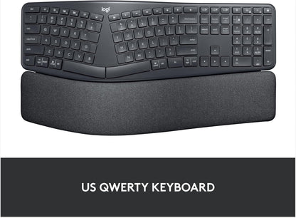 Logitech ERGO K860 Wireless Ergonomic Keyboard - Split Keyboard, Wrist Rest, Natural Typing, Stain-Resistant Fabric, Bluetooth and USB Connectivity, Compatible with Windows/Mac, Black