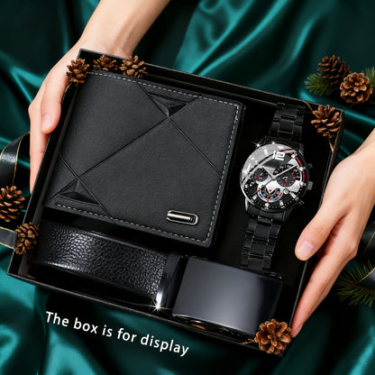 3 հատ տղամարդու ժամացույցի, գոտու և դրամապանակի հավաքածու | Նորաձև սպորտային, գործնական, հանգստի, գեղեցիկ և նորաձև, հատուկ մշակված տղամարդկանց համար, առանց նվերի տուփի