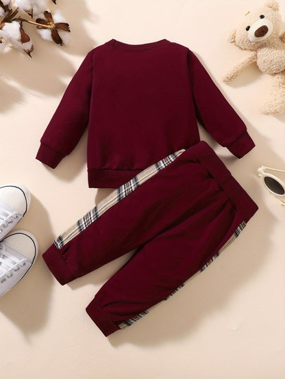 Toddler Baby Boy Clothes Outdoor Set Long Sleeve Sweatshirt Top Casual Pants Fall Winter Outfit Sweatsuit - ayq