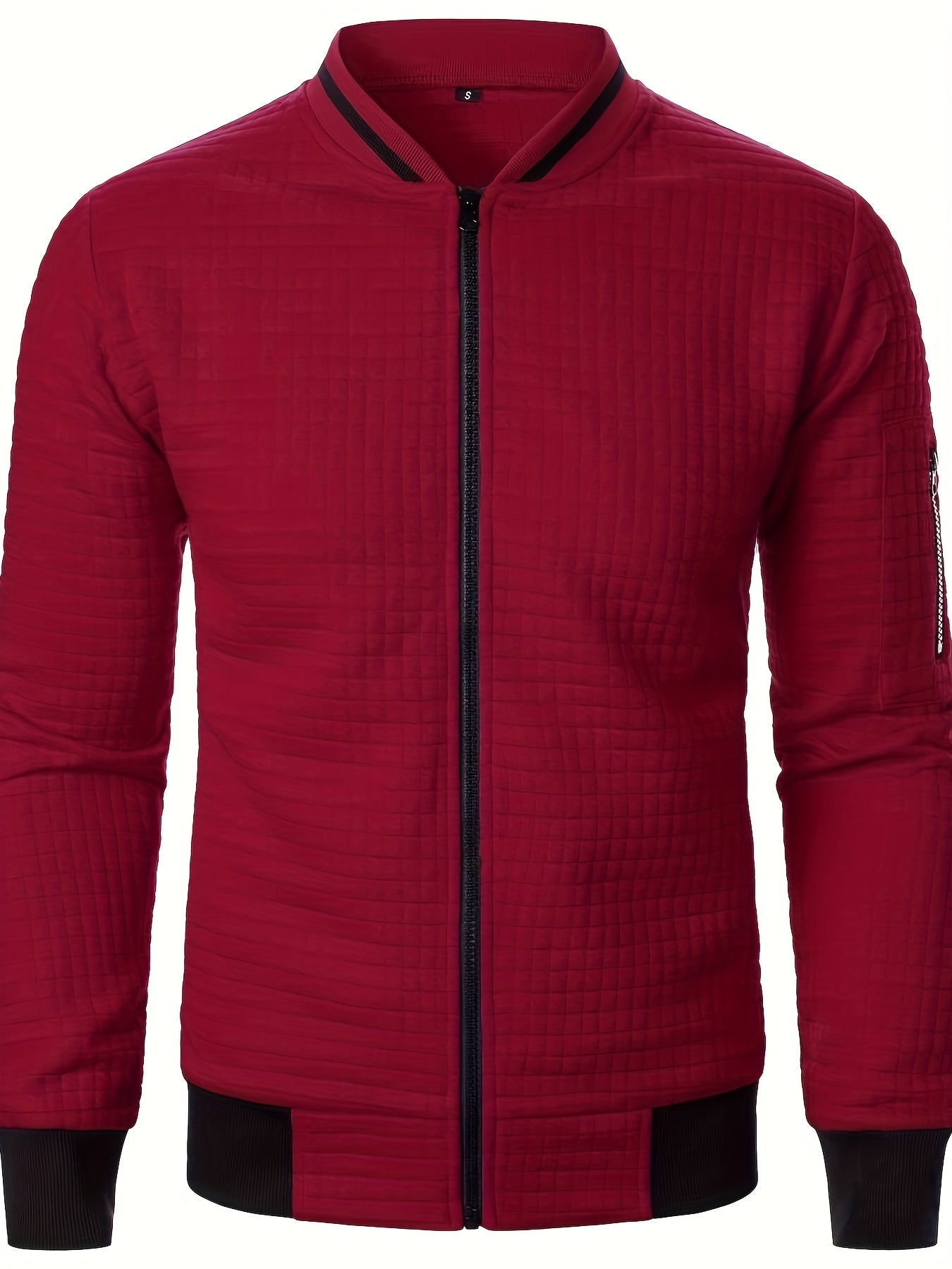 Men'S Zip-Up Jacket - Full-Zip Front Closure, Stand Collar, Lightweight Outerwear for Office, Casual & Formal Events - Spring/Fall Transitional Clothing - Easy-Care Modern Men'S Coat, Zip Up Jacket, Autumn Layering, Sleek Des