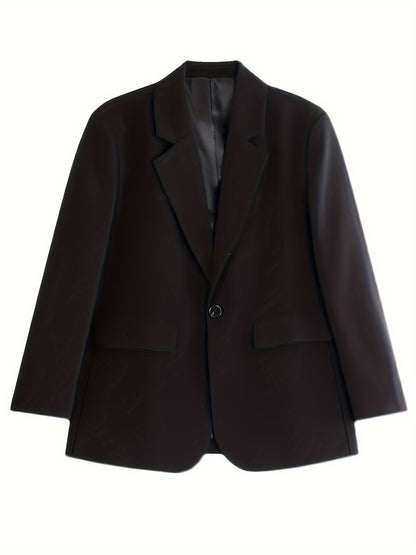 Կանացի շքեղ, առօրյա բլեյզեր՝ պոլիեսթերից, միագույն, երկար թևքերով, կոճակներով առջևի մասով և գրպաններով, ազատ չափսով, գարնանային/աշնանային բաճկոն, առօրյա հագուստի բաճկոն | մինիմալիստական ​​| մեկ օղակով բաճկոն