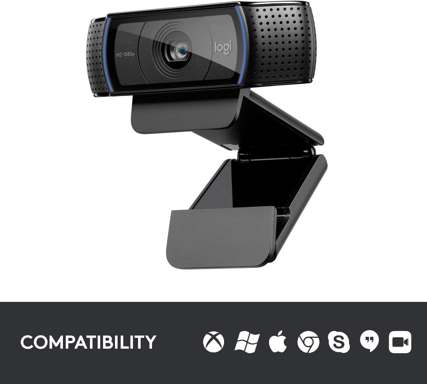 Logitech HD Pro Webcam C920, Widescreen Video Calling and Recording, 1080P Camera, Desktop or Laptop Webcam