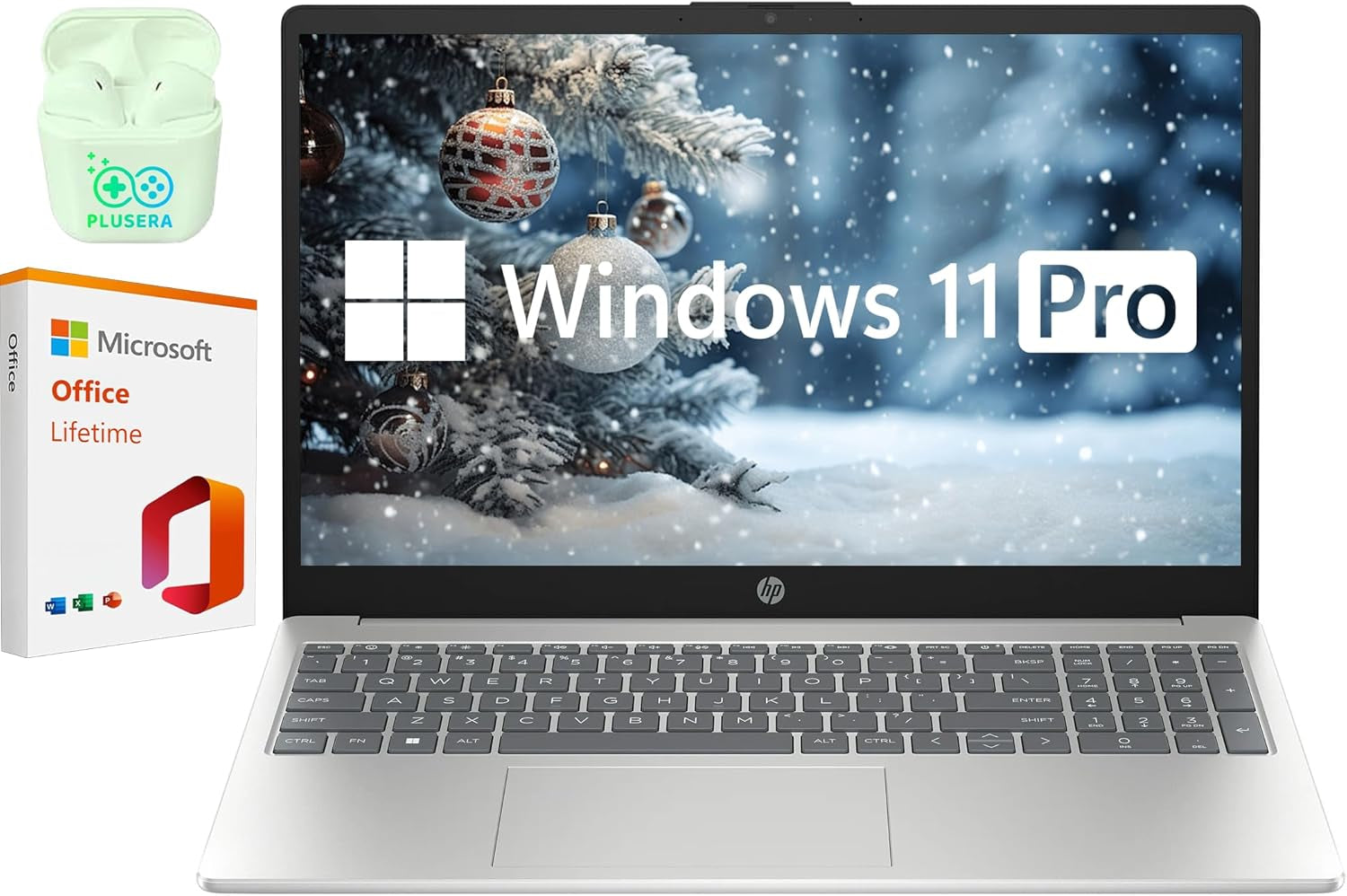 HP 15.6" FHD Business & Student Laptop Computer, 64GB RAM 2TB SSD, 10-Core Intel Core I5, Windows 11 Pro Laptop with Microsoft Office Home & Business Included, PLUSERA Earphones, Silver