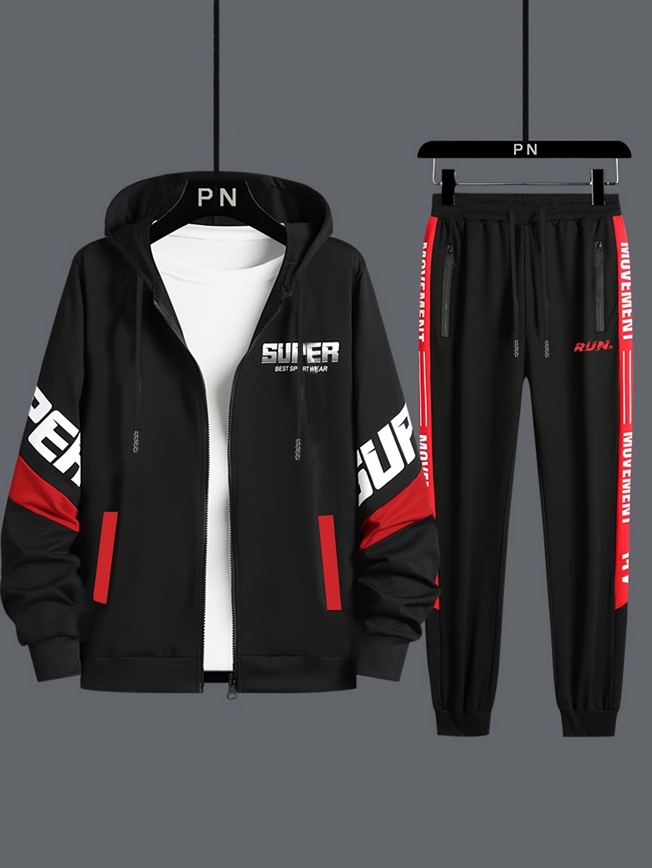 Դասական տղամարդու մարզական 2 հատանոց մարզահագուստի հավաքածու՝ լիարժեք կայծակաճարմանդով, երկար թևքերով վերնաշապիկով և վազքի տաբատով, մարզասրահի, մարզումների և վազքի համար