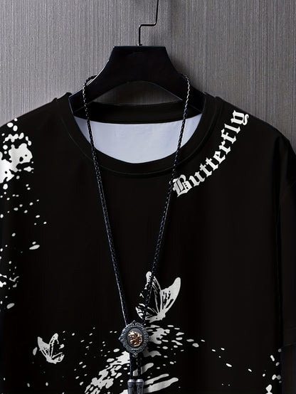 Տղամարդու հարթ ուսերով, թիթեռի նախշերով, կարճ թևքերով մարզաշապիկ XT7119