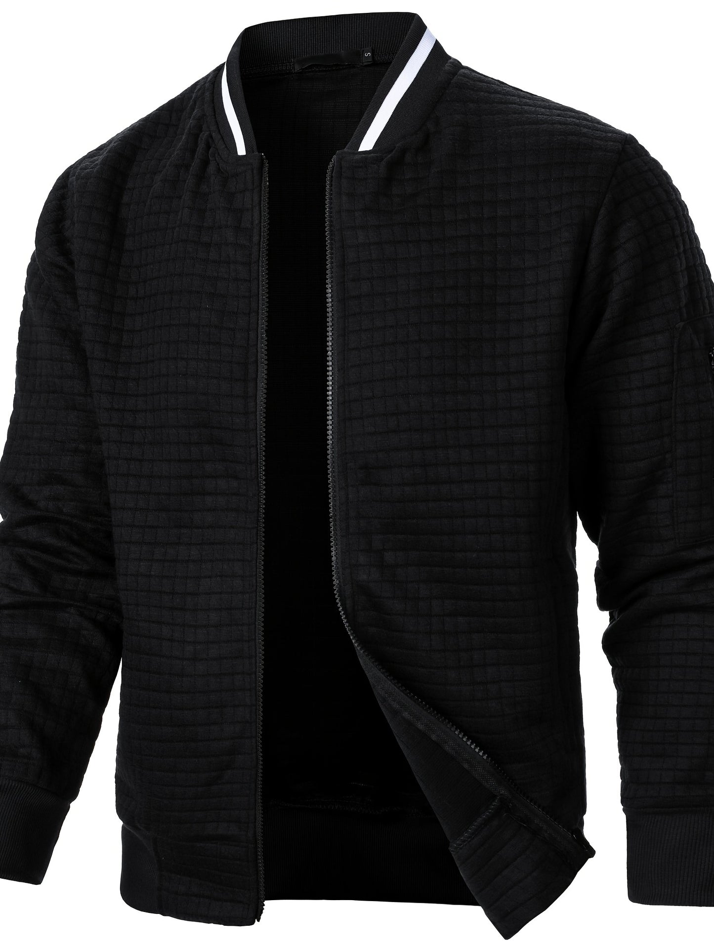 Men'S Zip-Up Jacket - Full-Zip Front Closure, Stand Collar, Lightweight Outerwear for Office, Casual & Formal Events - Spring/Fall Transitional Clothing - Easy-Care Modern Men'S Coat, Zip Up Jacket, Autumn Layering, Sleek Des