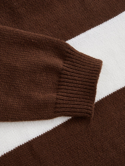 Տղամարդու բարձր օձիքով, շերտավոր տրիկոտաժե սվիտեր, գարնանային և աշնանային նորաձև գունավոր սվիտեր