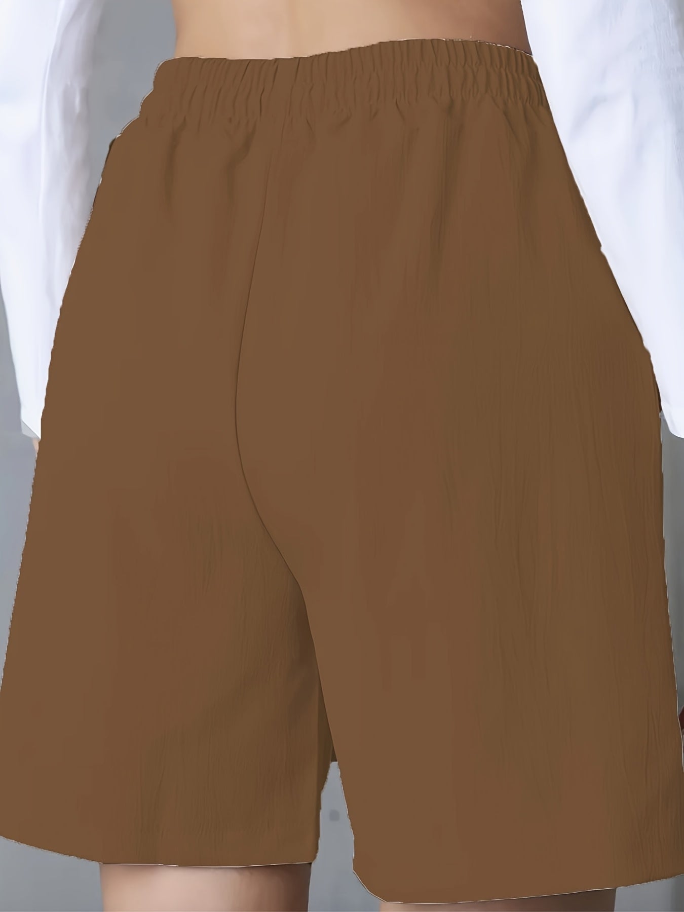 Կանացի հանգստի էլեգանտ առօրյա միաձույլ պոլիեսթեր կարճ շալվար, սովորական եզրագծով, չձգվող, գրպանով, գարնան, ամառ, աշնան համար
