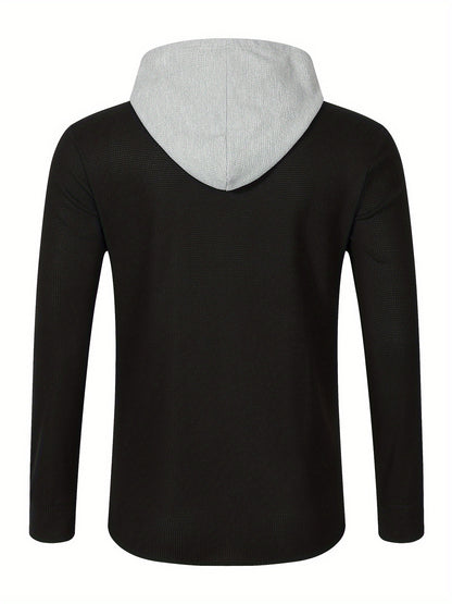 Տղամարդու առօրյա գլխարկով բաճկոն - փափուկ, շնչող պոլիեսթերից՝ կոճակներով դիզայնով և գրպաններով | Հիանալի է գարնանային, աշնանային և բացօթյա գործունեության համար, երկար թևքերով, նորաձև, ամենօրյա, հանգստի ոճով, ավանդական տարբերակով