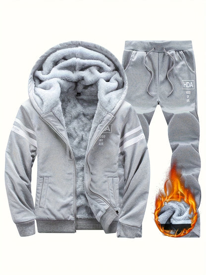 Աշնանային և ձմեռային տղամարդու սպորտային առօրյա կոստյում, տղամարդու թավշյա հաստ սպորտային կոստյում, գլխարկով բացվող մարզական կոստյում, տաք տնային կոստյում, երկու մասից բաղկացած հավաքածու