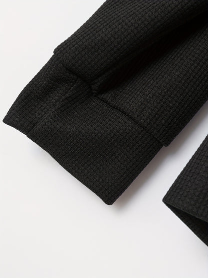 Men'S Waffle Jacket with Full-Zip Closure & Stand Collar - Full-Length Zipper Front, Long Sleeve Casual Coat, Machine Washable Outerwear for Spring/Fall, Winter - Everyday & Formal Events, Spring Fall Jacket, Outdoor Activiti