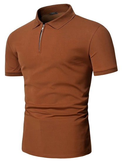 Տղամարդու առօրյա, ձգվող, միագույն, կայծակաճարմանդով և կոճղակապով գոլֆի վերնաշապիկ, ամառային, տղամարդու, փողոցային հագուստ