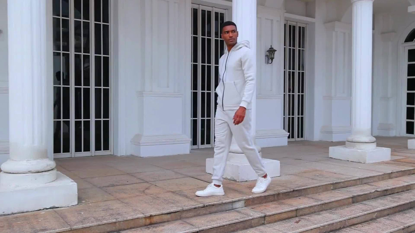 2 հատ տղամարդու միագույն երկարաթև սվիտերի և տաբատի հավաքածու՝ գլխարկով, ամենօրյա սպորտային և ֆիթնես հավաքածու