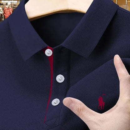 Տղամարդկանց պատահական գոլֆի պոլո վերնաշապիկ, երկրաչափական նախշ, թեթև ձգվող գործվածք, պոլիեսթեր 100%, սովորական, ամառային կարճ թեւ, շրջափակով օձիքով և կոճակի դետալներով, 210գ/մ² - Բուրգունդի