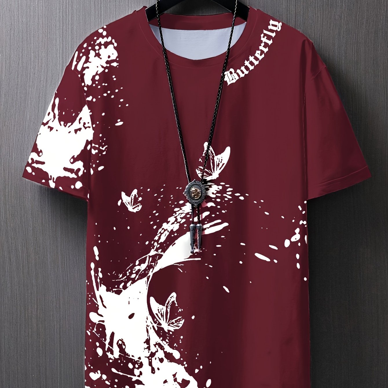 Տղամարդու հարթ ուսերով, թիթեռի նախշերով, կարճ թևքերով մարզաշապիկ XT7119