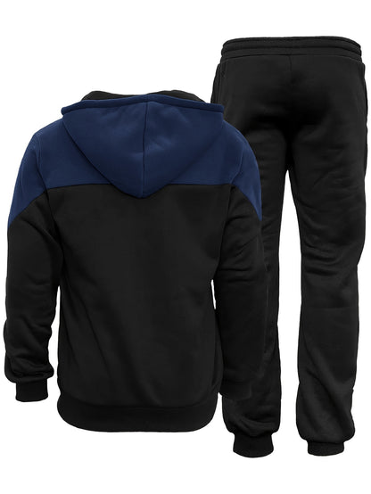 Տղամարդու աշնանային և ձմեռային բրդյա սվիտերի հավաքածու՝ գլխարկով և լարով, պատչվորք սպորտային տաբատով, առօրյա, սպորտային ոճի երկար թևքով բաճկոնով