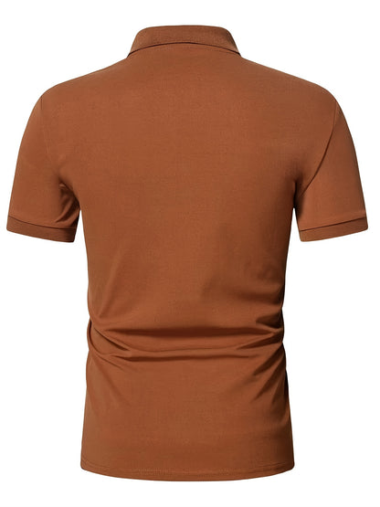 Տղամարդու առօրյա, ձգվող, միագույն, կայծակաճարմանդով և կոճղակապով գոլֆի վերնաշապիկ, ամառային, տղամարդու, փողոցային հագուստ