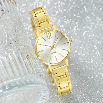 1 Piece Of Ladies' Stylish Round Pointer Quartz Watch And 1 Piece Of Jewelry