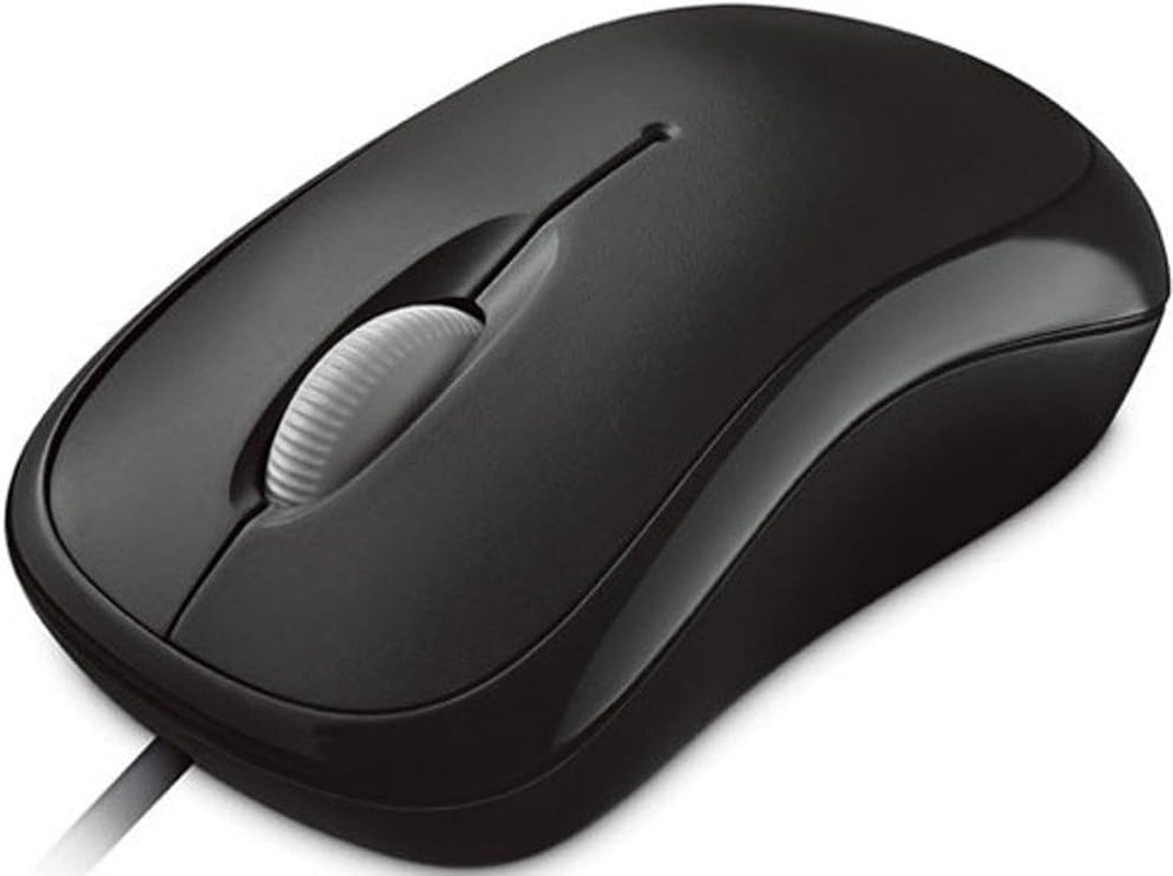 Microsoft Basic Optical Mouse for Business - Black. Comfortable, Wired, USB Mouse for Pc/Laptop/Desktop, with Fast Scroll Wheel, Works with Mac/Windows Computers