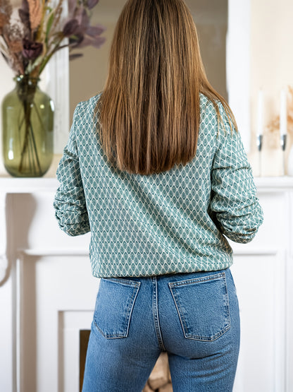 Կանացի էլեգանտ, նորաձև, ոսկեգույն եզրերով, երկար թևքերով, վանդակավոր բեյսբոլի բաճկոն