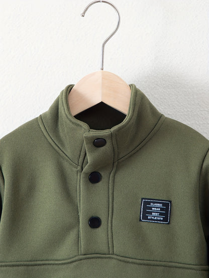 Տղաների հարմարավետ բրդյա աստառով վերնաշապիկի և սպորտային տաբատի հավաքածու - ձիթապտղի կանաչ, առօրյա ձմեռային հագուստ գրպաններով, հաստ տաքություն աշնան և ձմռան համար, սովորական չափսի, առօրյա հագուստ, բացօթյա օգտագործման համար