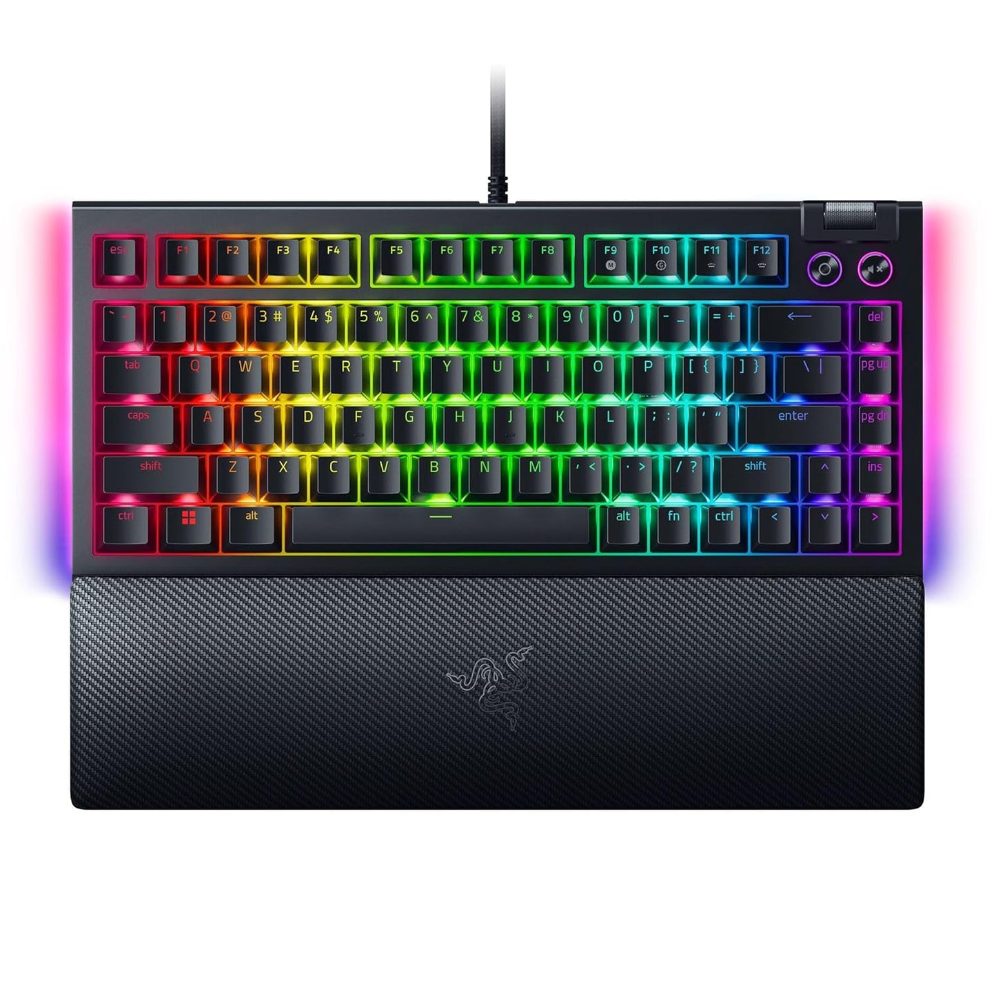 Razer Blackwidow V4 75% Mechanical Gaming Keyboard: Hot-Swappable Design - Compact & Durable - Orange Tactile Switches - Chroma RGB - MF Roller & Media Keys - Comfortable Wrist Rest - Black