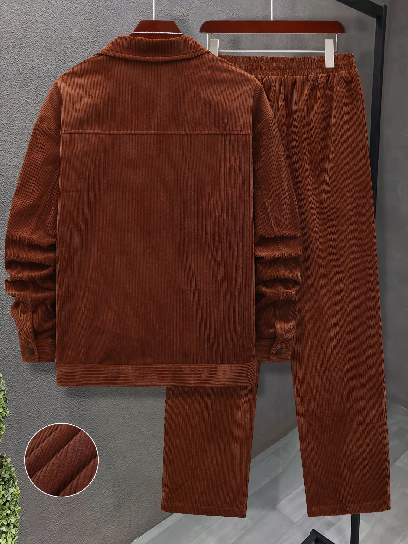 Տղամարդկանց 2 հատանոց հյուսված գործվածքից պատրաստված աշխատանքային պայուսակի, երկար թևքերով բաճկոնի և լարով ձգվող առօրյա, ազատ տաբատի հավաքածու