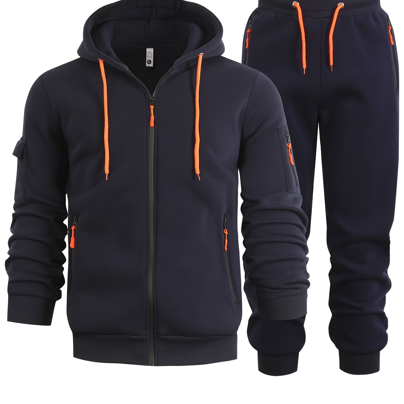 2 հատ տղամարդու միագույն երկարաթև սվիտեր և մարզաշապիկ գլխարկով, հարմար է գարնանային, աշնանային և ձմեռային սպորտաձևերի համար։