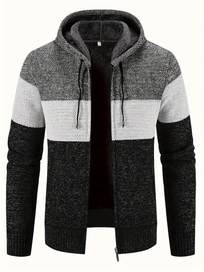 Տղամարդկանց Բլիթ աստառով գլխարկով սվիտեր | 100% պոլիեսթեր տրիկոտաժ | Հասուն ոճ | Գծավոր նախշ | Երկարաթև | Regular Fit Hoodie միջին ձգվող գործվածքով | Առօրյա աշուն և ձմեռային վերնազգեստ