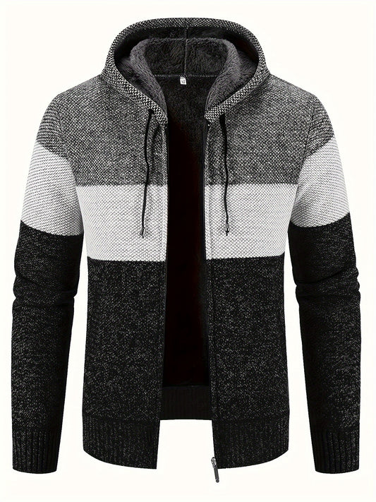 Տղամարդկանց Բլիթ աստառով գլխարկով սվիտեր | 100% պոլիեսթեր տրիկոտաժ | Հասուն ոճ | Գծավոր նախշ | Երկարաթև | Regular Fit Hoodie միջին ձգվող գործվածքով | Առօրյա աշուն և ձմեռային վերնազգեստ