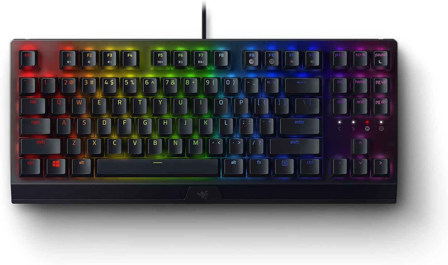 Razer Blackwidow V3 TKL Mechanical Gaming Keyboard: Yellow Mechanical Switches Linear & Silent - Chroma RGB - Compact Form Factor - Programmable Macros - Snap Tap