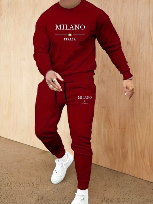 Տղամարդկանց նորաձև սպորտային MILANO կլոր օձիքով սվիտերի և տաբատի 2 հատանոց հավաքածու - Xingfan