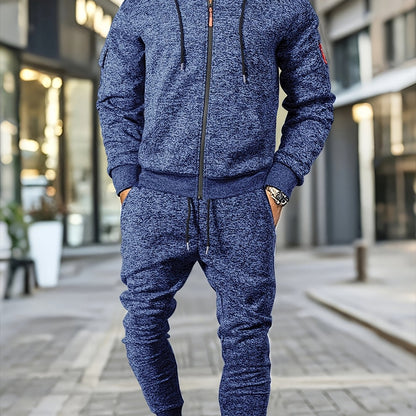 Տղամարդու առօրյա սպորտային վերնաշապիկի և տաբատի հավաքածու՝ կայծակաճարմանդով, լարով, բրդյա ծածկույթով՝ պոլիեսթերի խառնուրդով, լվացքի մեքենայով լվացվող