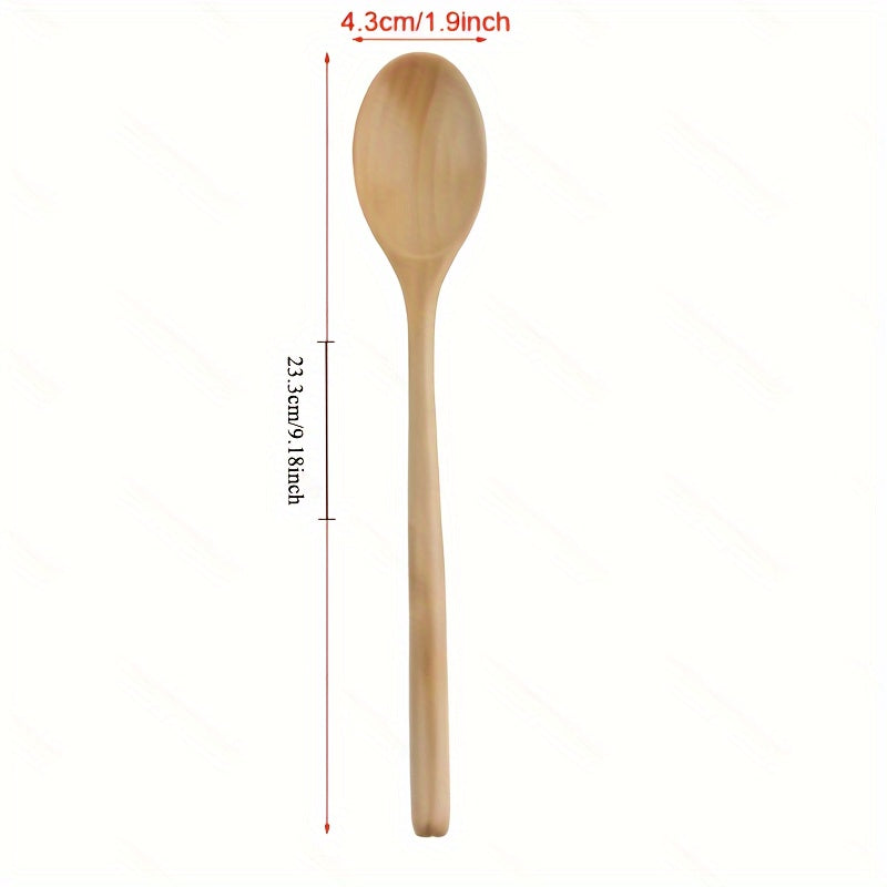 9-Inch Long Handle Wooden Spoons, Superba Spoon for Cooking, Wooden Spoon for Kitchen Soup Mixing Baking, Kitchen Supplies, Kitchen Utensils, Cooking Utensils