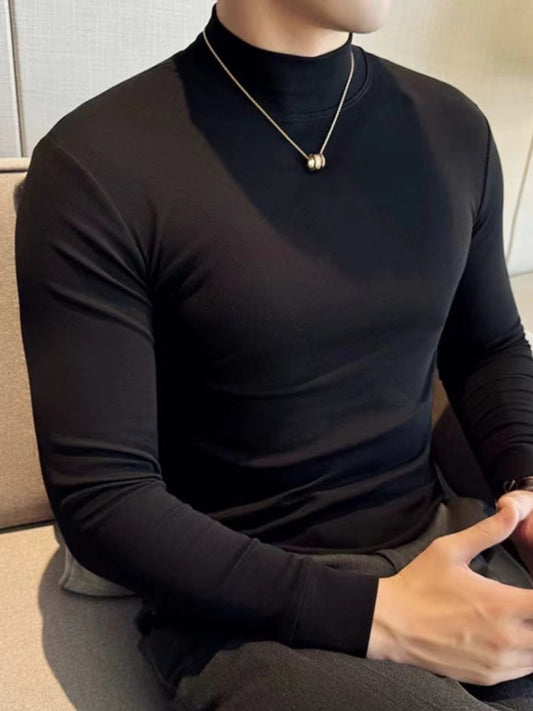 Տղամարդկանց գարնանային/աշնանային կիսաբարձր վզնոցով, պարզ, բազմակողմանի, երկար թևքերով մարզաշապիկ