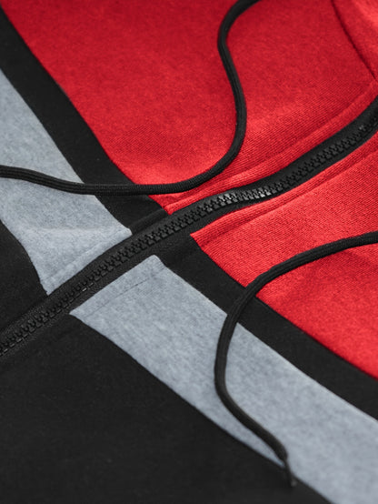 Տղամարդու աշնանային և ձմեռային բրդյա սվիտերի հավաքածու՝ գլխարկով և լարով, պատչվորք սպորտային տաբատով, առօրյա, սպորտային ոճի երկար թևքով բաճկոնով