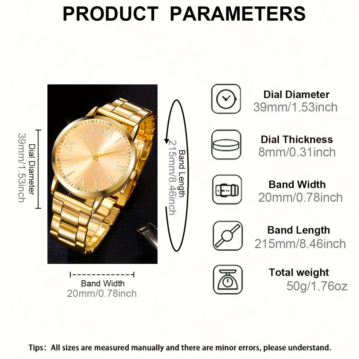 1 հավաքածու GINAVE տղամարդու ամենօրյա նորաձև քվարցային ժամացույց, կլոր համաձուլվածքից պատյան, չժանգոտվող պողպատե ժապավեն, մարտկոցով աշխատող, ջրակայուն չէ, էլեկտրոնային կառավարման վահանակ, Հայրերի օրվա նվեր