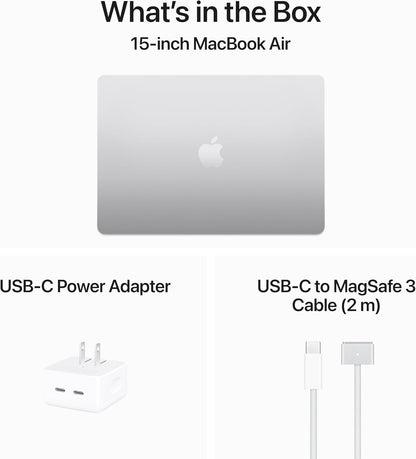 Apple 2024 Macbook Air 15-Inch Laptop with M3 Chip: Built for Apple Intelligence, 15.3-Inch Liquid Retina Display, 8GB Unified Memory, 256GB SSD Storage, Backlit Keyboard, Touch ID; Silver