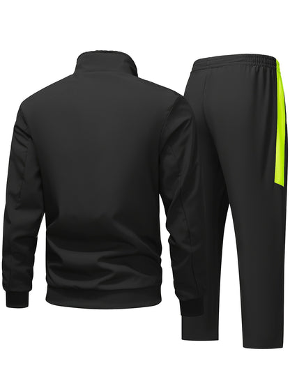 Comfortable Men's Casual Patchwork Sport Suit Jacket and Trousers Tracksuit, Streetwear Set, Casual Sportswear, Sporty Look, Stylish Tracksuit, Quality Stitching, Comfortable Fabric, Twopiece Suit, Matching Outfit, Urban Styl