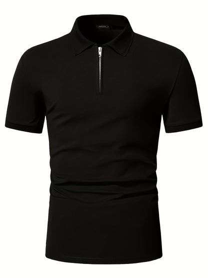 Տղամարդու առօրյա, ձգվող, միագույն, կայծակաճարմանդով և կոճղակապով գոլֆի վերնաշապիկ, ամառային, տղամարդու, փողոցային հագուստ