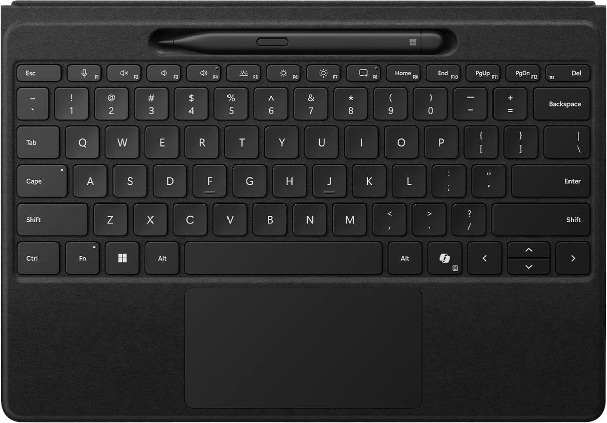 Microsoft Surface Pro Keyboard with Slim Pen 2 Bundle for Pro Copilot+ (11Th Edition), Pro 9 and Pro 8, Alcantara Material, Black