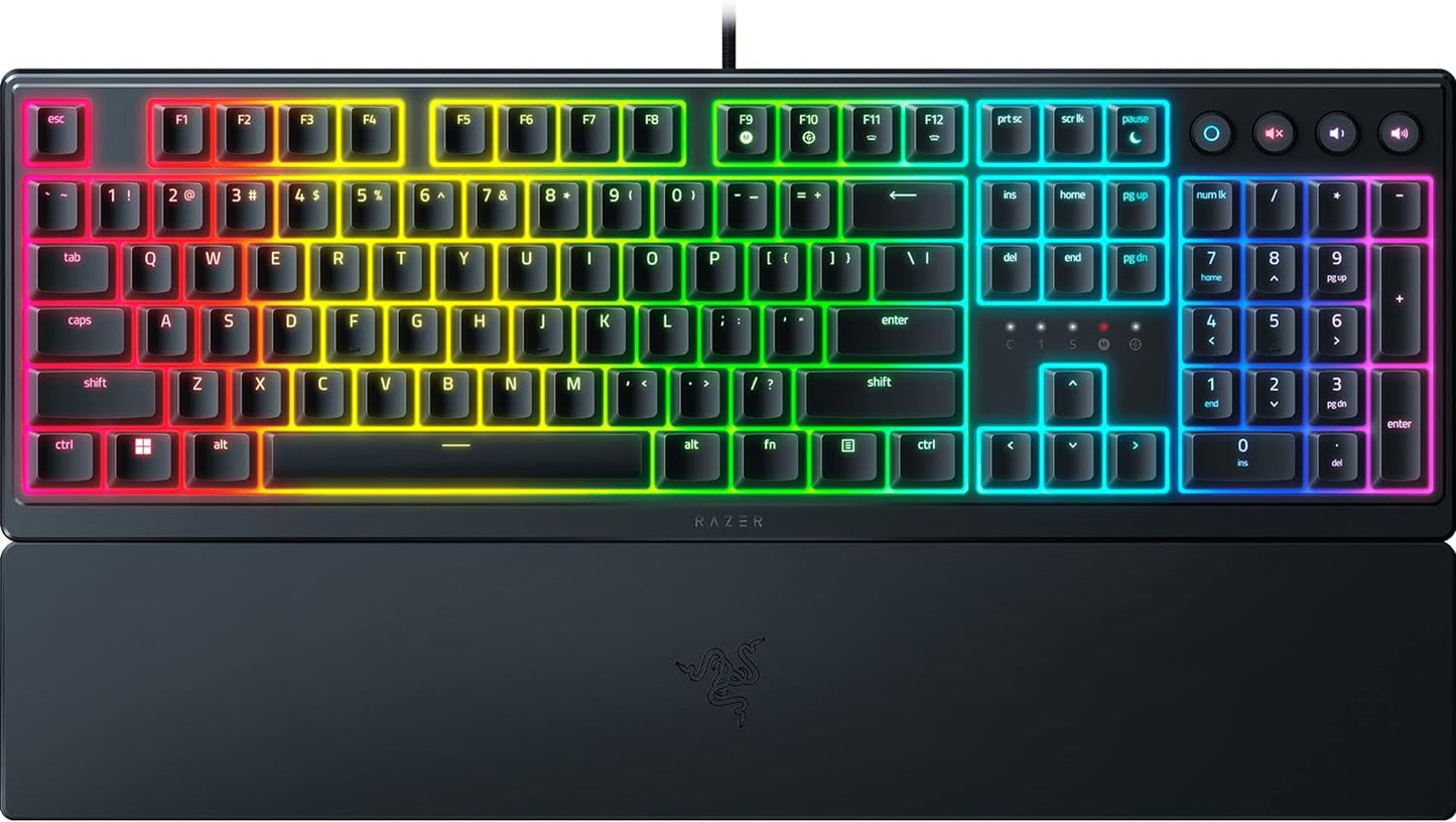Razer Ornata V3 X Gaming Keyboard: Low Profile Keys - Silent Membrane Switches - Spill Resistant - Chroma RGB Lighting - Ergonomic Wrist Rest - Snap Tap