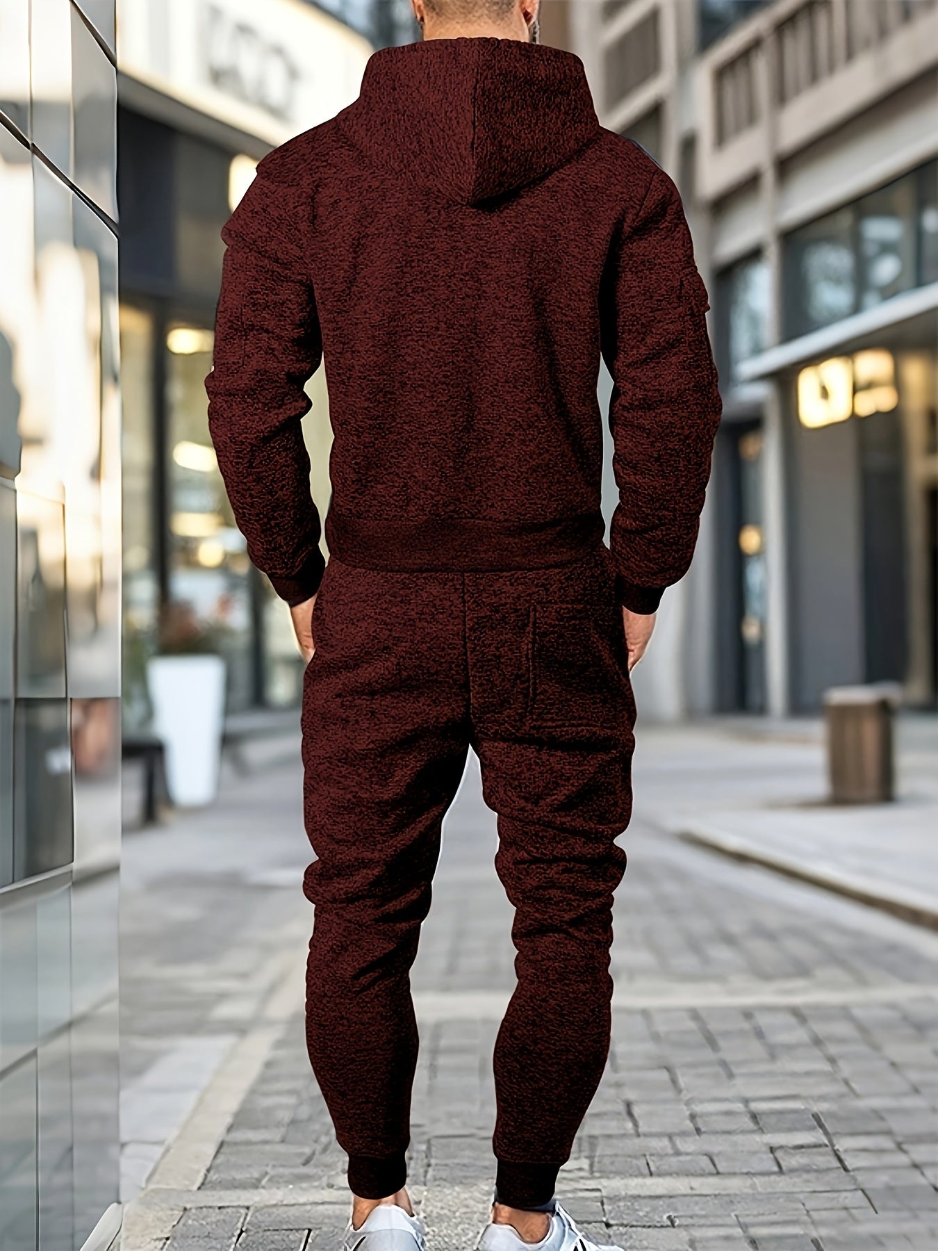 Տղամարդու առօրյա սպորտային վերնաշապիկի և տաբատի հավաքածու՝ կայծակաճարմանդով, լարով, բրդյա ծածկույթով՝ պոլիեսթերի խառնուրդով, լվացքի մեքենայով լվացվող