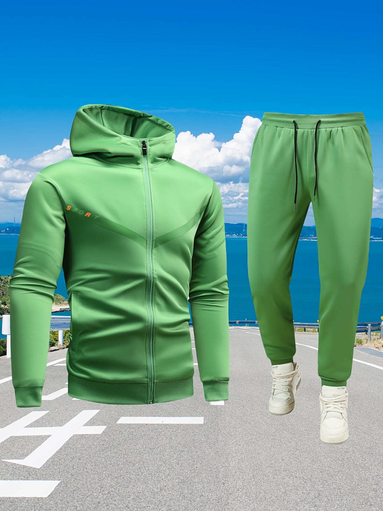 Տղամարդկանց առօրյա սպորտային հագուստի հավաքածու. Բարձրորակ գլխարկով սվիտեր և մարզաշապիկ վազքի, ֆիթնեսի և տնային հագուստի համար - Գարուն/աշուն երկկտոր հագուստ