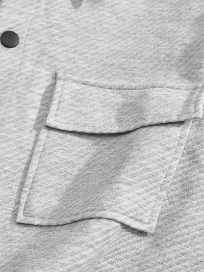 Տղամարդու առօրյա սպորտային հագուստի հավաքածու - Երկար թևքերով, կոճակներով վերնաշապիկ և ջոգեր, ձգվող գործվածքից, գարուն/աշուն հավաքածու