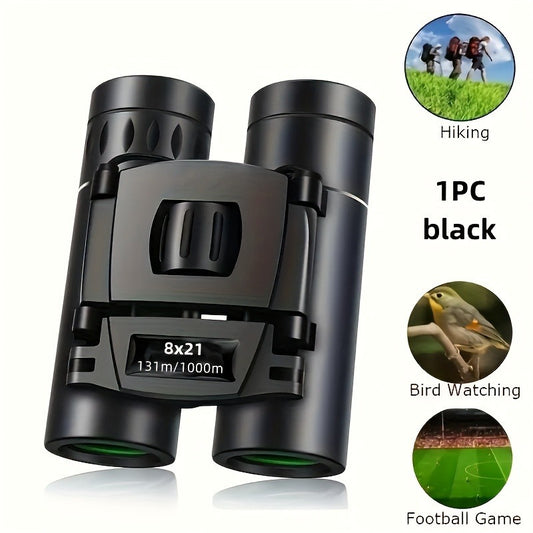 Powerful 8x21 Long Range Binoculars with HD Zoom, Portable Folding Design for Outdoor Tourism & Camping - Black, High-Definition Optics, Ergonomic Grip, Compact & Lightweight for Hiking, Bird Watching, Nature Observation, Bin