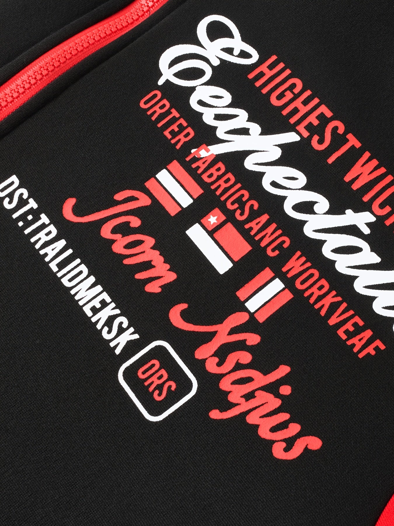 Men'S Bold Print Urban Streetwear Pullover Hoodie & Pants Set - Black & Red with "Saint" Design, Polyester, Long Sleeve, Regular Fit, Spring/Fall Casual Wear, Casual Streetwear Outfit|Bold Print Hoodie|Stretchy Fabric