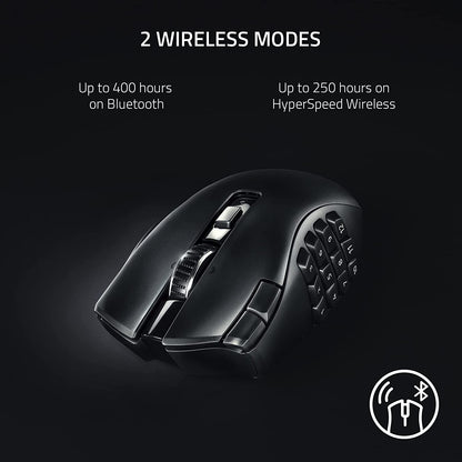 Razer Naga V2 Hyperspeed Wireless MMO Gaming Mouse: 19 Programmable Buttons - Hyperscroll Technology - Focus Pro 30K Optical Sensor - Mechanical Mouse Switches Gen-2 - up to 400 Hr Battery Life