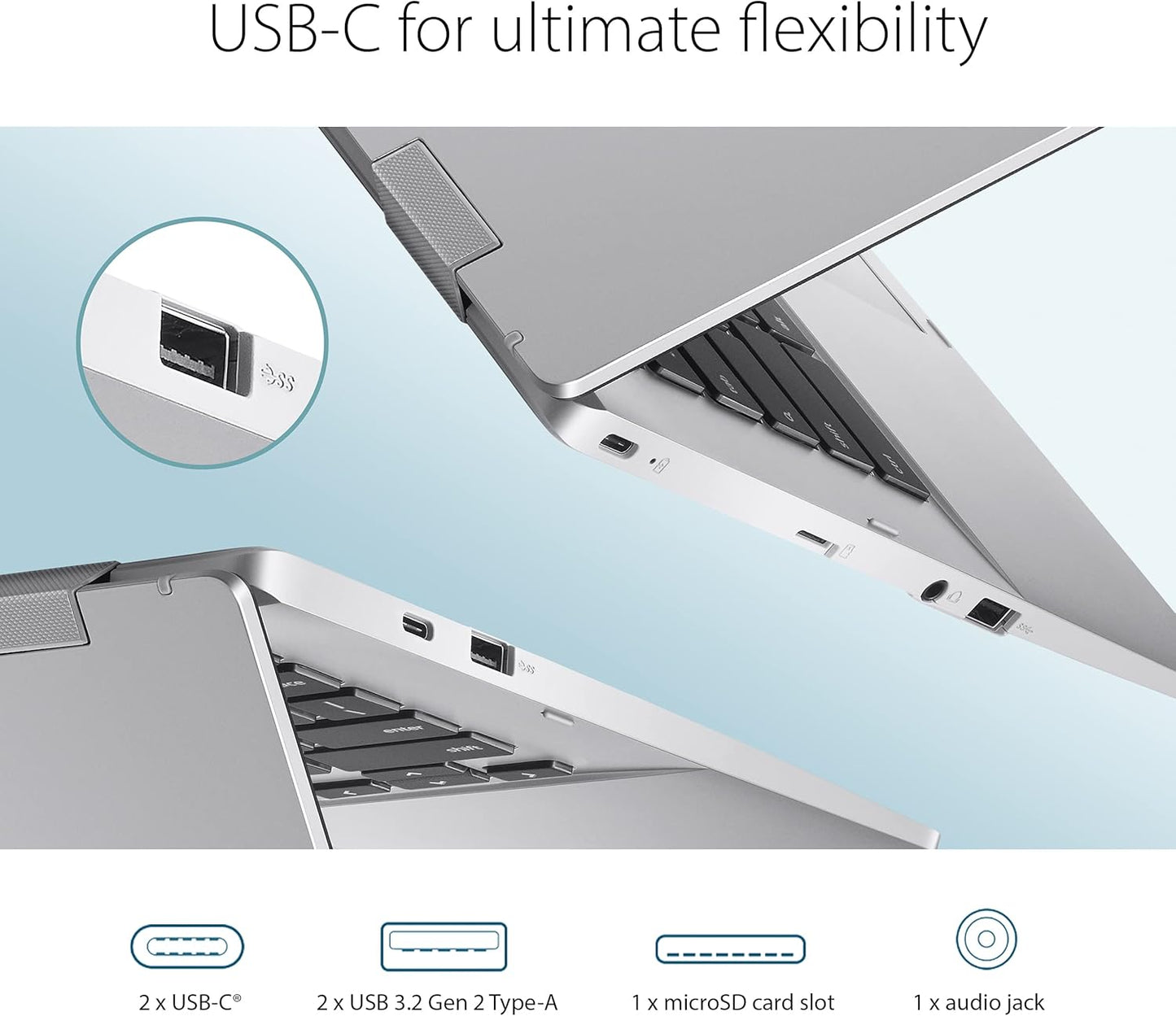 ASUS Chromebook CX1, 14" FHD, Intel® Celeron N4500 Processor, 64GB Storage, 4GB RAM, Chromeos, Transparent Silver, CX1400CKA-AS44F